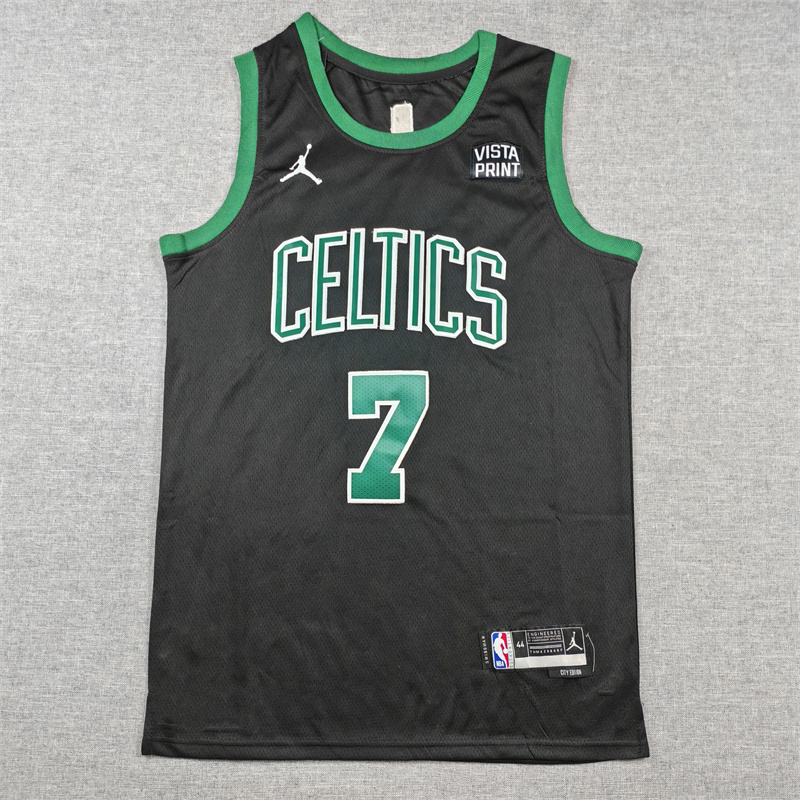 Men Boston Celtics 7 Jaylen Brown Black Jordan Brand 2025 NBA Jersey